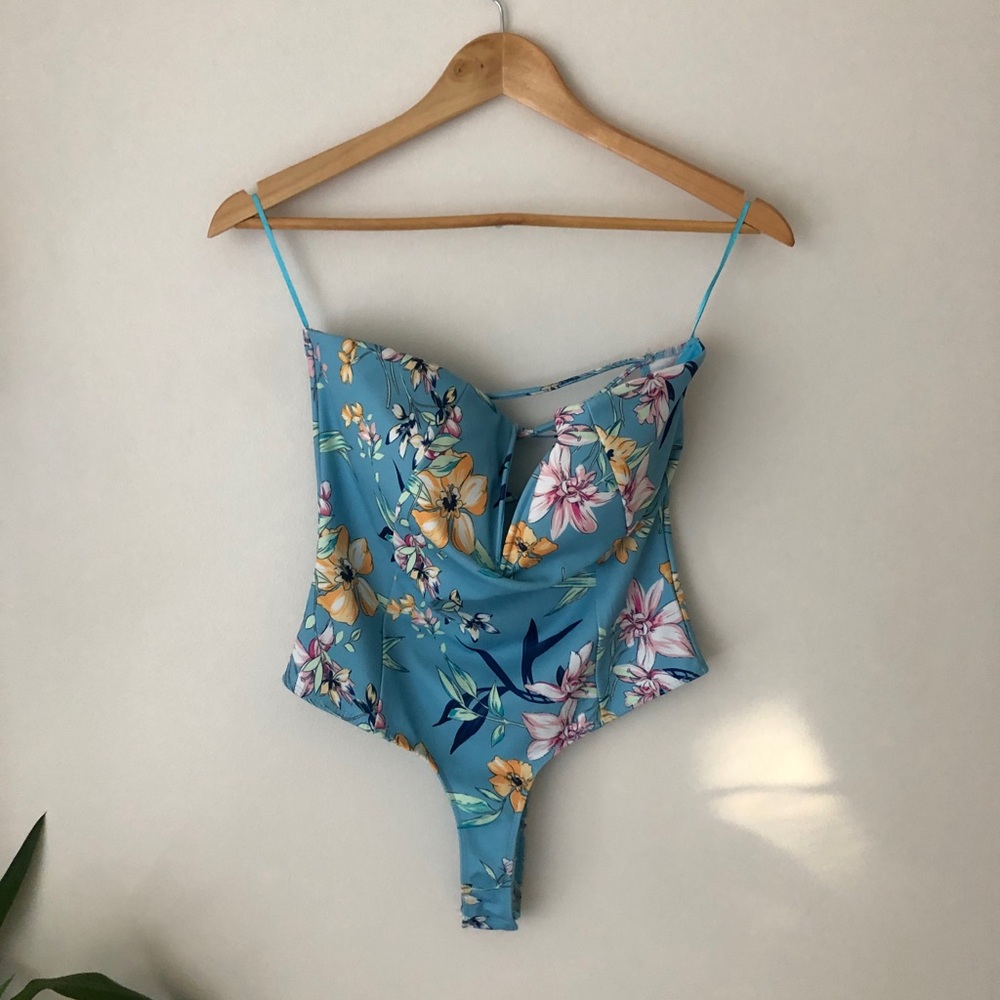 Revamped Blue Floral Cheeky One-Piece Size M